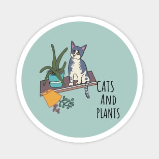 Cat on a shelf with plants Magnet